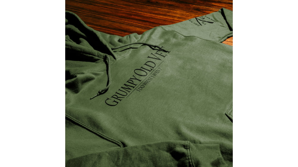 Grunt Style Grumpy Old Vet Hoodie - Mens, Military Green, Large, GS4803-L