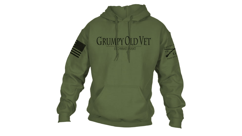 Grunt Style Grumpy Old Vet Hoodie - Mens, Military Green, Large, GS4803-L