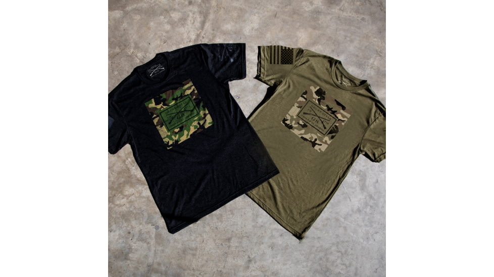 Grunt Style GS Multicam Logo T-Shirt - Mens, Military Green, Large, GS3907-L