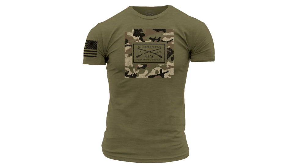 Grunt Style GS Multicam Logo T-Shirt - Mens, Military Green, Large, GS3907-L
