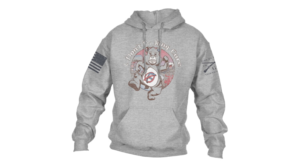 Grunt Style I Dont Fing Care Hoodie - Mens, Sport Grey, Large, GS3850-L