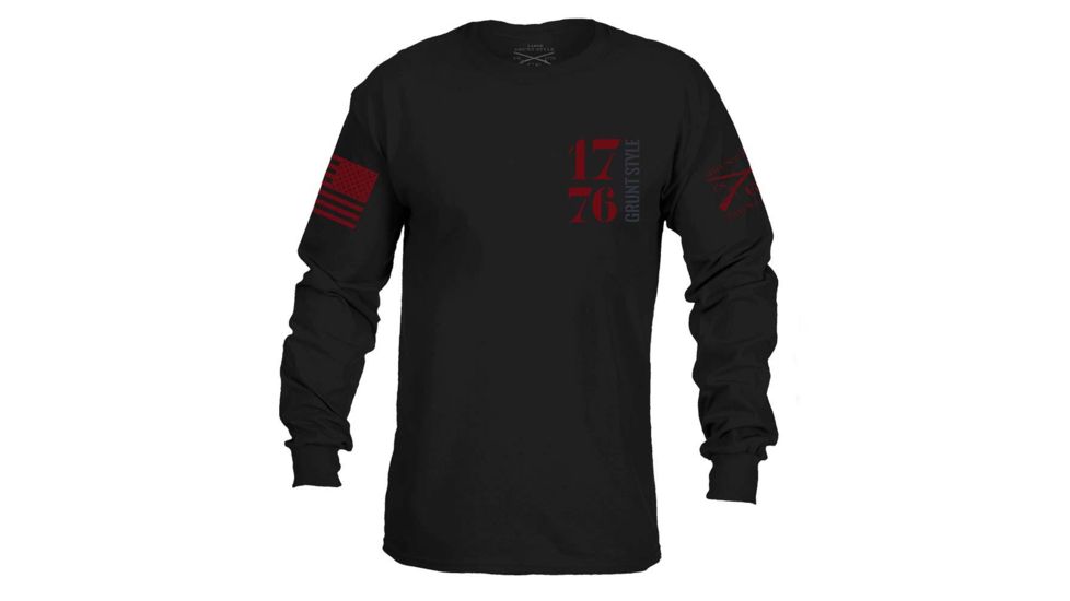 Grunt Style Men's 1776 Long Sleeve Tee Shirt, Black, Large GS2061-L