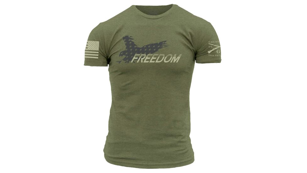 Grunt Style Men's Eagle of Freedom Tee Shirt, Heather Army, Large GS2063-L