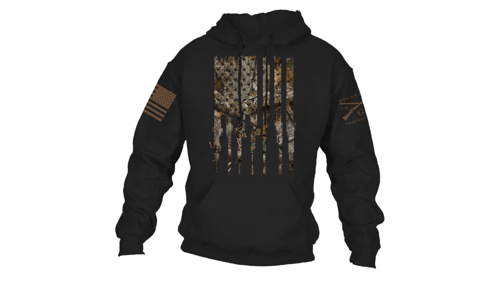Grunt Style Realtree Edge Rifle Flag Hoodie - Mens, Black, Small, GS3652-S
