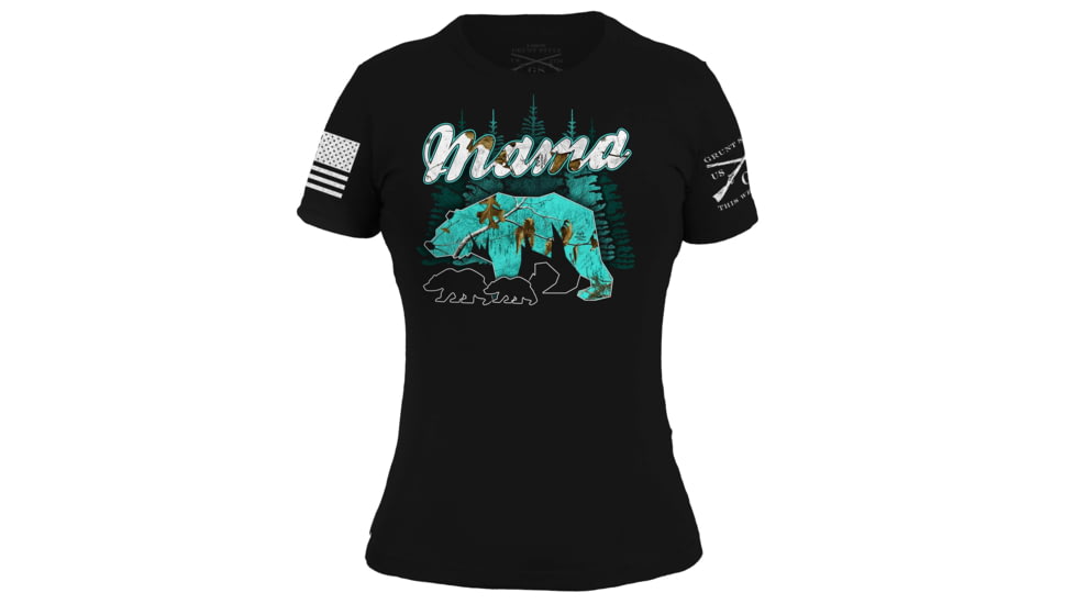 Grunt Style Realtree Xtra Sea Glass Mama Bear T-Shirt - Womens, Black, Large, GS2978-L