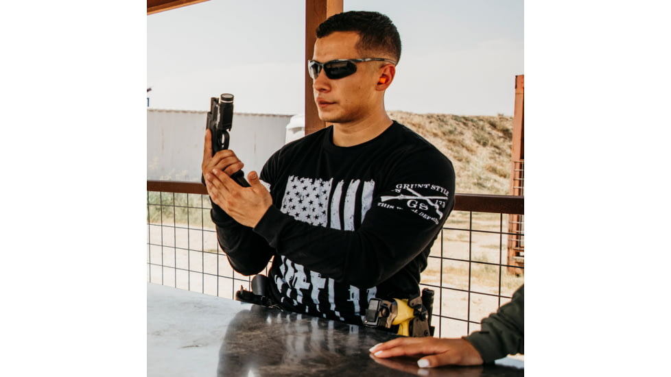 Grunt Style Rifle Flag Long Sleeve T-Shirt - Mens, Black, Extra Large, GS3672-XL