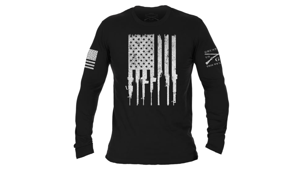 Grunt Style Rifle Flag Long Sleeve T-Shirt - Mens, Black, Extra Large, GS3672-XL