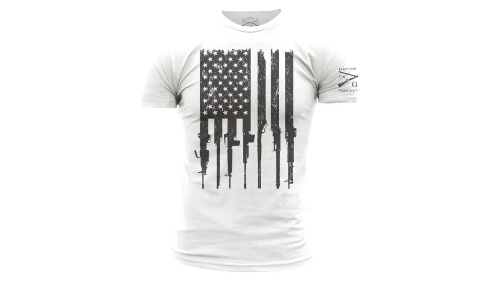 Grunt Style Rifle Flag Tee Shirt - Men's, White, 2XL GS1186-2XL