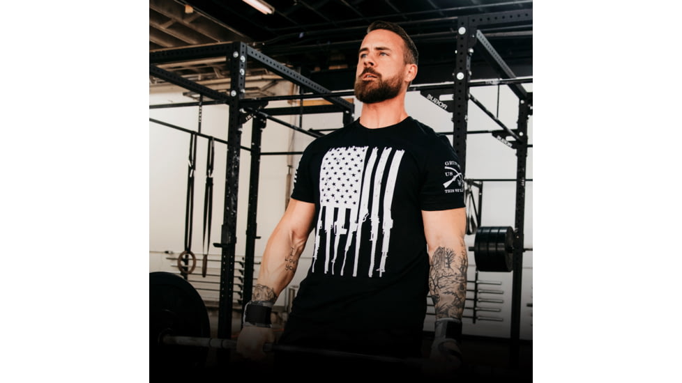 Grunt Style Rifle Flag Tee Shirt - Mens, Black, Medium, GS2764-M