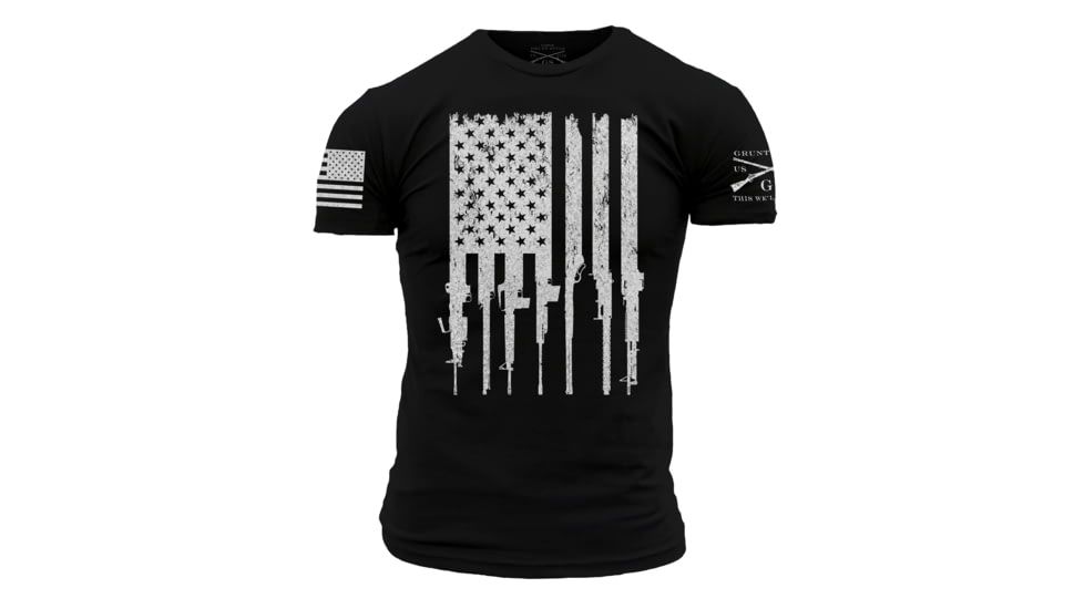 Grunt Style Rifle Flag Tee Shirt - Mens, Black, Medium, GS2764-M