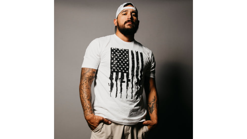 Grunt Style Rifle Flag Tee Shirt - Mens, White, 4XL, GS1186-4XL
