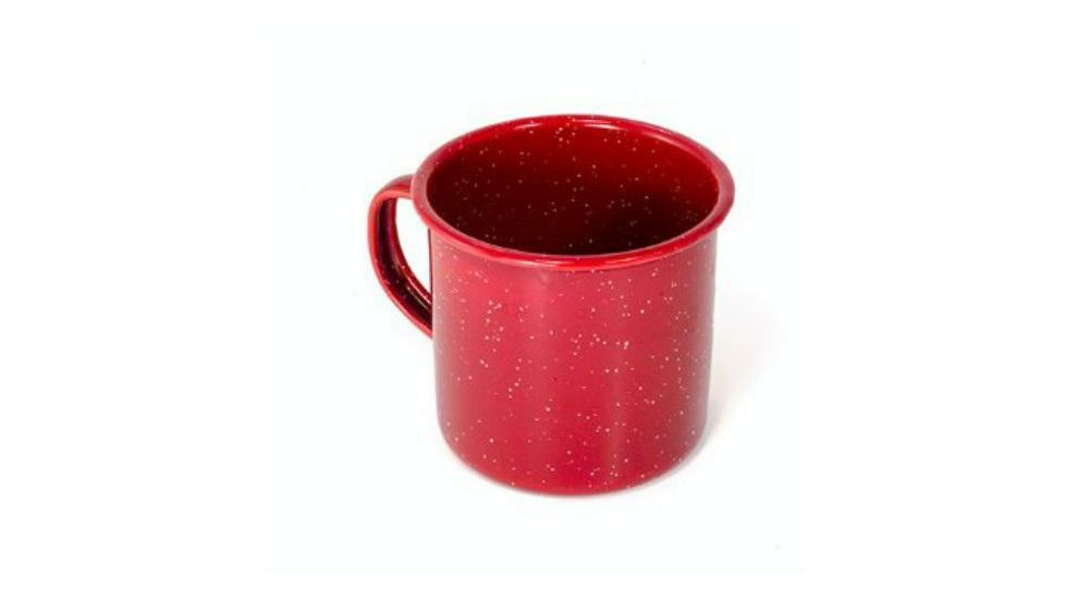 GSI Enamel Cup, 12oz, Red, Red, Enameled Steel, 2 Year MFG Warranty, GSI-01208