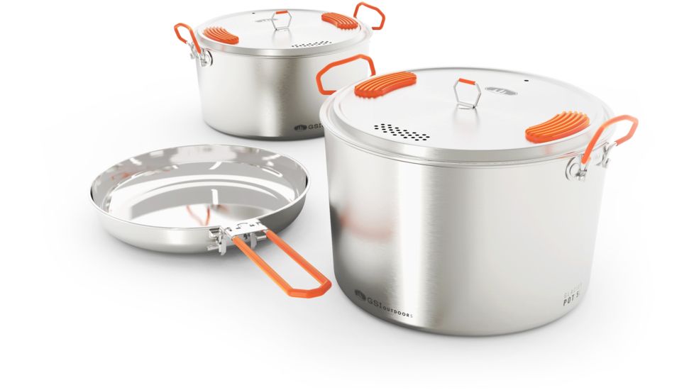 GSI Glacier Stainless Base Camper Cookware, Silver, Large, 68184