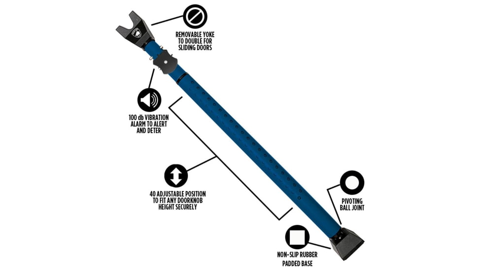 Guard Dog Security DoorKeeper Adjustable Security Door Bar with Alarm, Blue, One Size, DS-GDDK-BL-AL