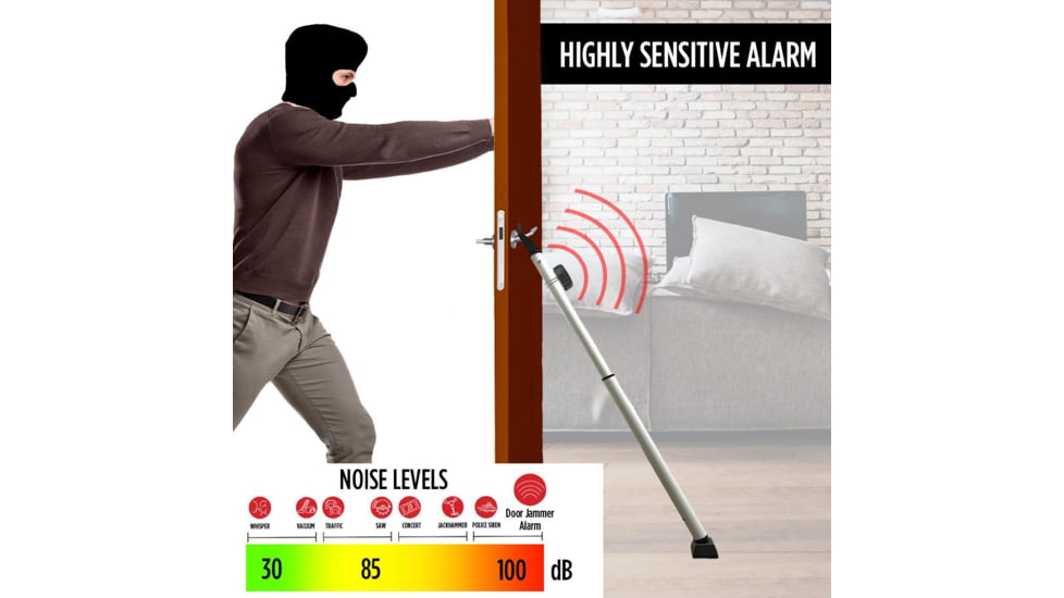 Guard Dog Security DoorKeeper Adjustable Security Door Bar with Alarm, White, One Size, DS-GDDK-WT-AL