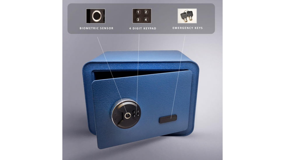 Guard Dog Security Small Biometric Safe, 3 Way Access, Blue, One Size, SF-GDBSS-BL