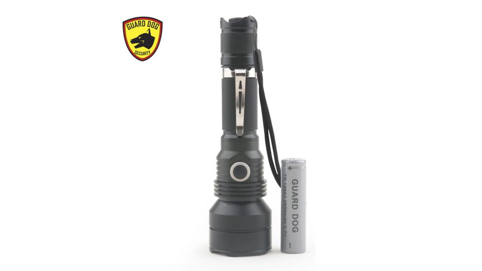 Guard Dog Security Xcess- 550 Lumen Waterproof Tactical Flashlight, 4 Functions, Customized Dimmer, Black TL-GDX550