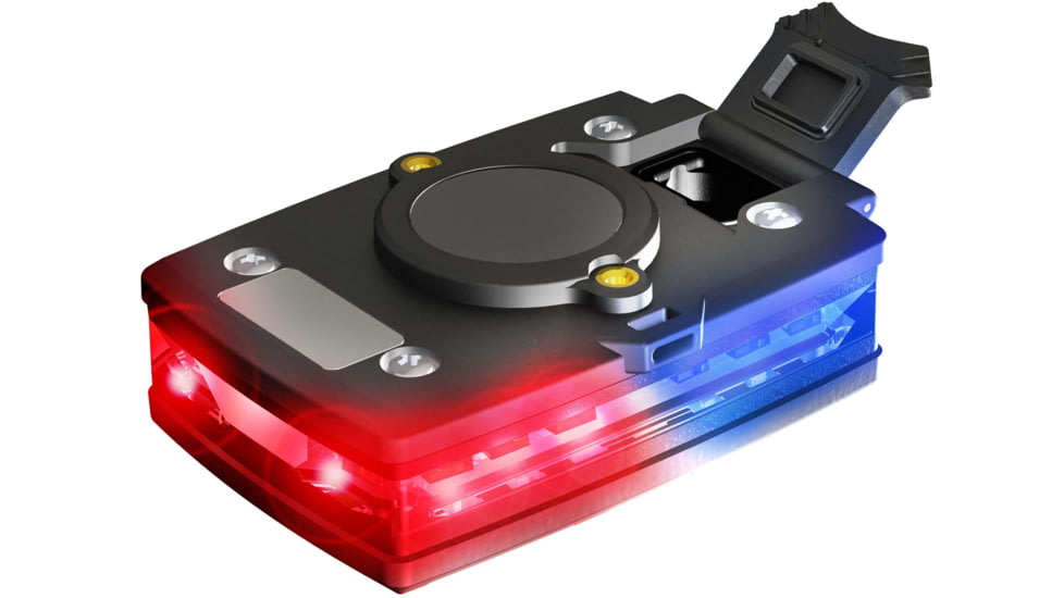 Guardian Angel Elite Series Wearable Safety Light, Black Casing, White/Red/Blue Split Front, Red/Blue Split Rear, White Top Light, Red Work Light, ELT-R/B
