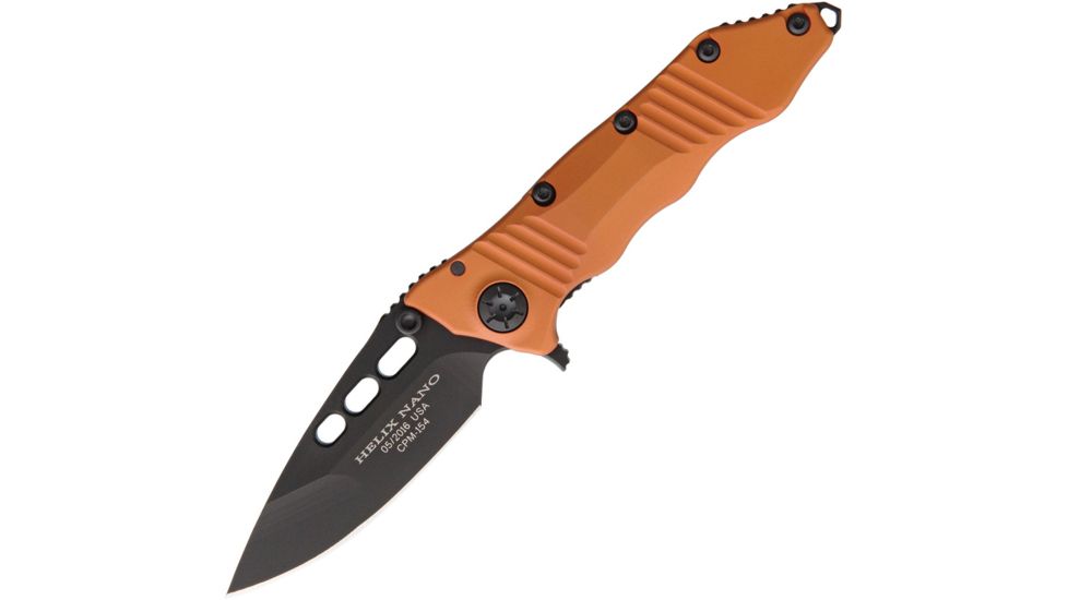 Guardian Tactical Helix Nano Tactical Orange Folding Knife,3.25in,CPM-154 Steel,Standard Edge,Black,Orange,Aluminum Handle GT63111O