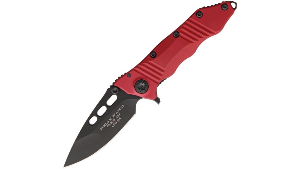 Guardian Tactical Helix Nano Tactical Red Folding Knife,3.25in,CPM-154 Steel,Standard Edge,Black GT63111R
