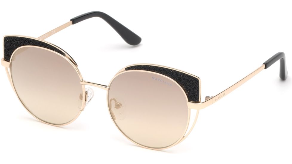 Guess By Marciano GM0796 Sunglasses - Gold Frame Color, Smoke Mirror Lens Color