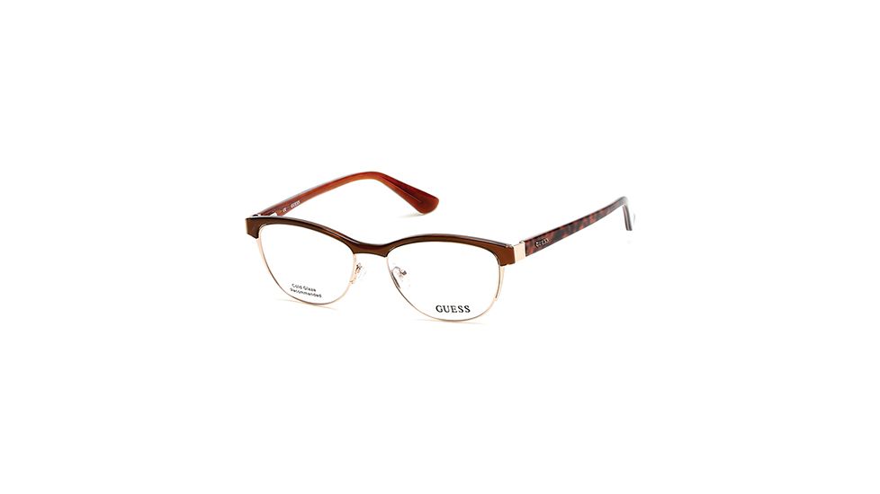 Guess GU2523 Eyeglass Frames - Shiny Dark Brown Frame Color