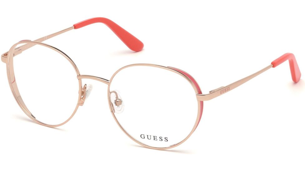 Guess GU2700 Bifocal Prescription Eyeglasses - Shiny Rose Gold Frame, Shiny Rose Gold Lenses, 52 mm Lens Diameter GU270052028