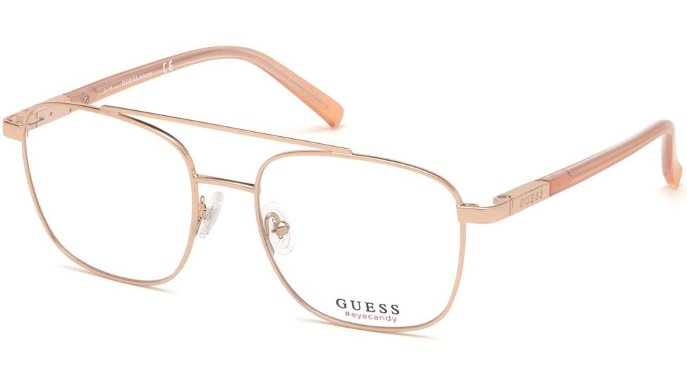 Guess GU3038 Bifocal Prescription Eyeglasses - Shiny Rose Gold Frame, Shiny Rose Gold Lenses, 52 mm Lens Diameter GU303852028