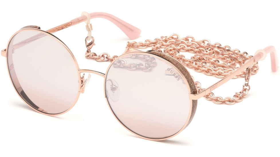 Guess GU7609 Sunglasses - Shiny Rose Gold Frame Color, Gradient Bordeaux Lens Color