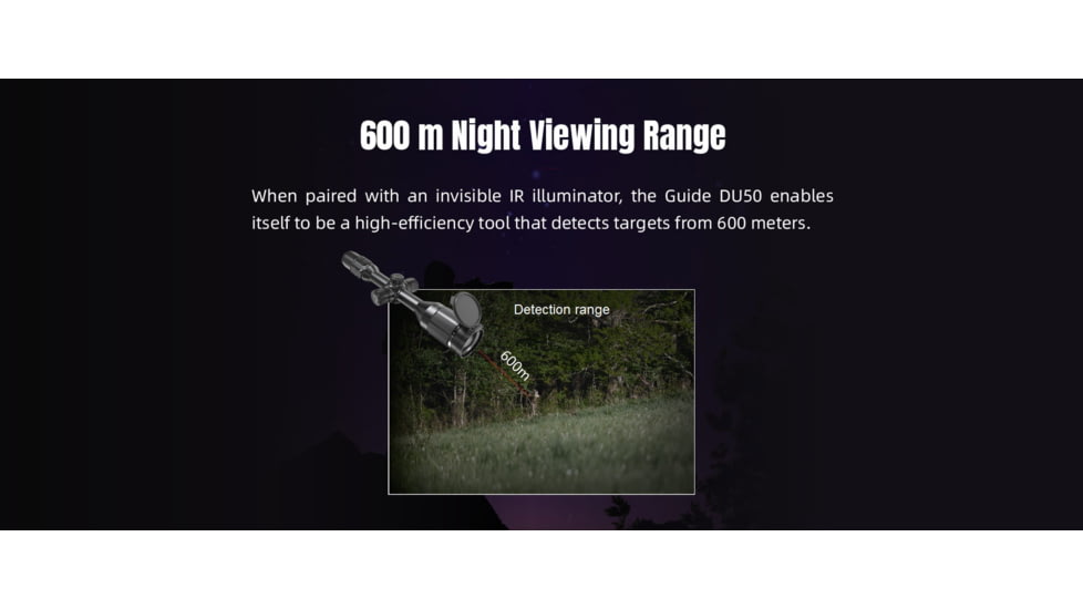 Guide Sensmart DU Series DU50 3.1-8x50mm Night Vision Rifle Scope, 1920x1080, Black, DU50