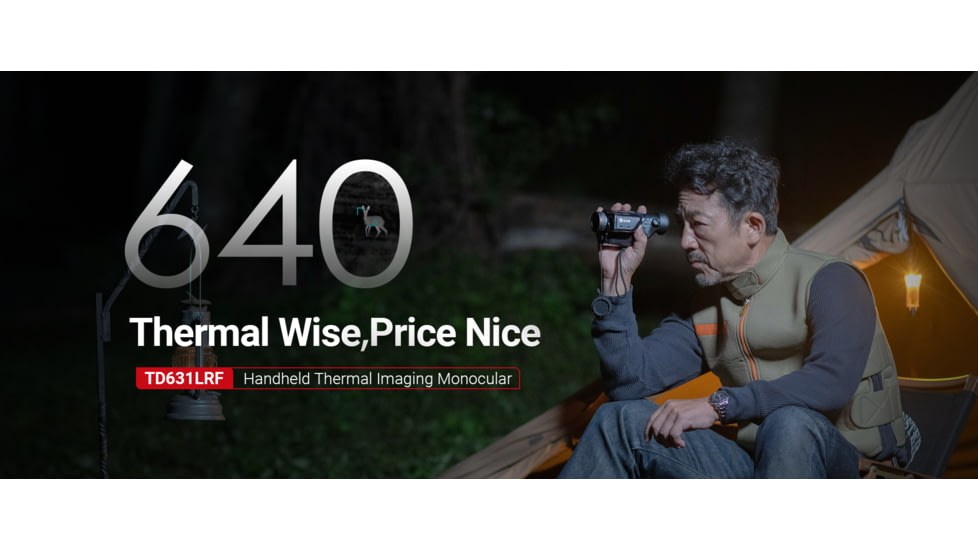 Guide USA TD LRF Series TD631 LRF 1.7-13.6x35mm Thermal Monocular, 640x480, Black, TD631LRF