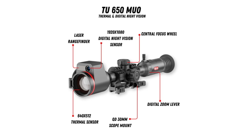 Guide Sensmart TU 650 M 3.0 3.7x50mm 30mm Tube Thermal Rifle Scope, LRF, Black, TU650M