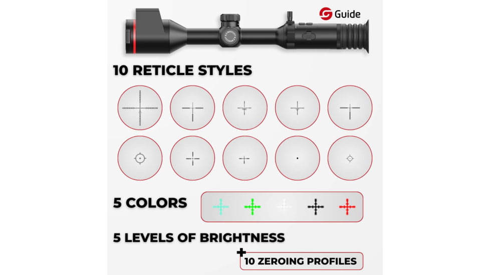 Guide USA TU435 LRF 3.0 4.4-17.6x35mm 30mm Tube Thermal Rifle Scope, 50Hz, 400x300, Black, Small, TU435L