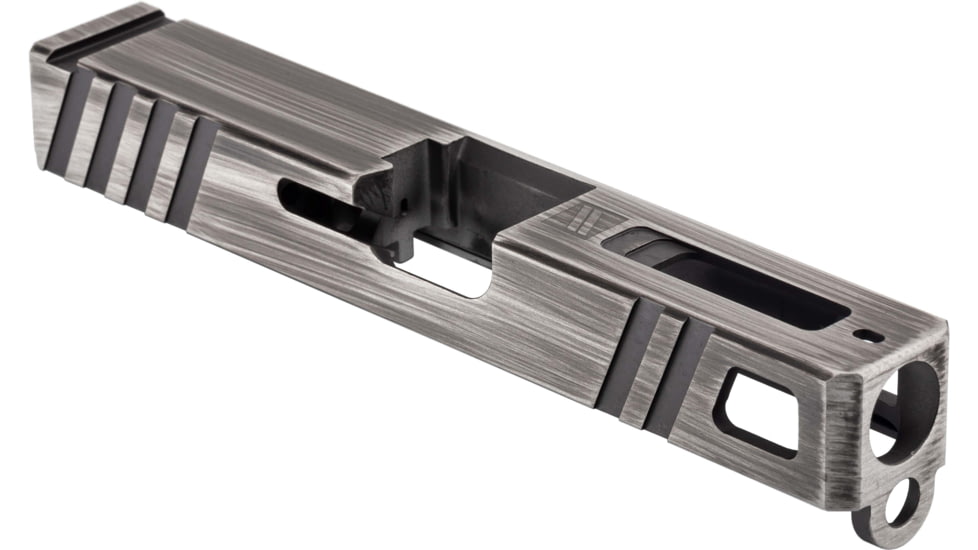 Gun Cuts Apprentice Slide for Glock 19, No Optic Cut, Battleworn Silver, GC-G19-APP-CSIBW-NO