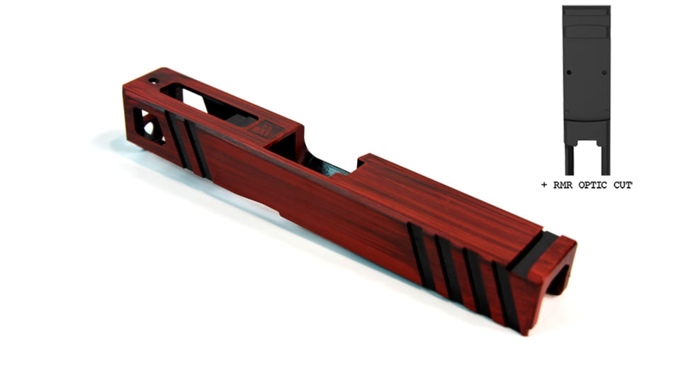 Gun Cuts Apprentice Slide for Glock 19, Optic Cut, Battleworn USMC Red, GC-G19-APP-UREBW-RMR
