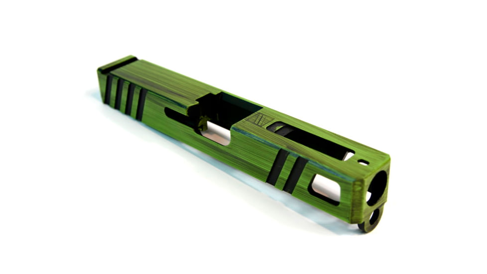 Gun Cuts Apprentice Slide for Glock 19, Optic Cut, Battleworn Zombie Green, GC-G19-APP-ZGRBW-RMR