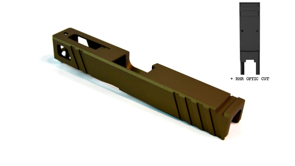 Gun Cuts Apprentice Slide for Glock 19, Optic Cut, Burnt Bronze, GC-G19-APP-BBR-RMR
