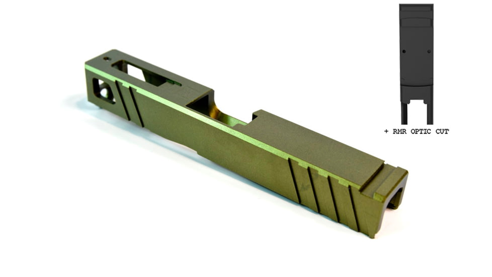 Gun Cuts Apprentice Slide for Glock 19, Optic Cut, Leprechaun Gold, GC-G19-APP-LGO-RMR