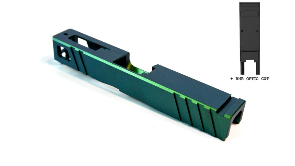 Gun Cuts Apprentice Slide for Glock 19, Optic Cut, Radioactive Green, GC-G19-APP-RGR-RMR