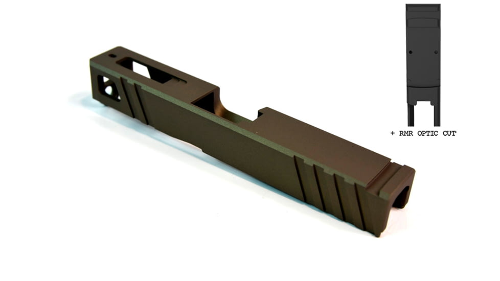 Gun Cuts Apprentice Slide for Glock 19, Optic Cut, Smoked Bronze, GC-G19-APP-SBR-RMR