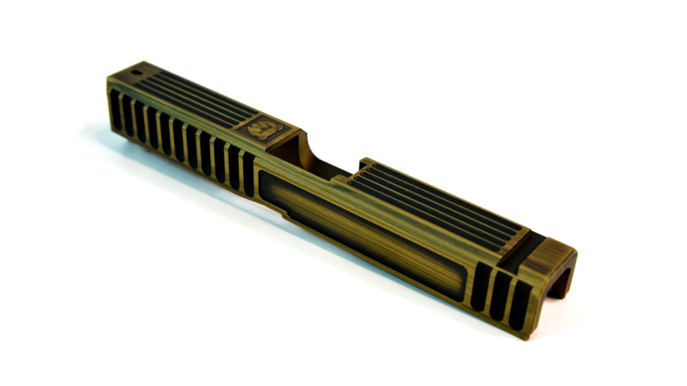 Gun Cuts Bulldog Slide for Glock 17, No Optic Cut, Battleworn Gold, GC-G17-BUL-GOLBW-NO