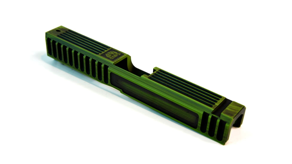 Gun Cuts Bulldog Slide for Glock 17, No Optic Cut, Battleworn Zombie Green, GC-G17-BUL-ZGRBW-NO