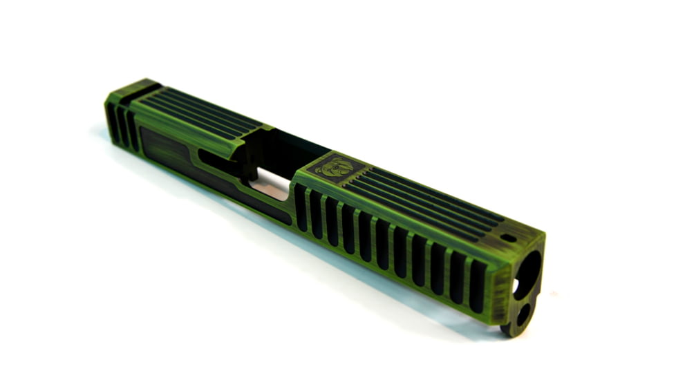 Gun Cuts Bulldog Slide for Glock 17, No Optic Cut, Battleworn Zombie Green, GC-G17-BUL-ZGRBW-NO
