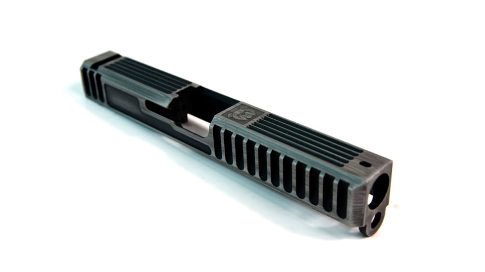 Gun Cuts Bulldog Slide for Glock 17, Optic Cut, Battleworn Silver, GC-G17-BUL-CSIBW-RMR