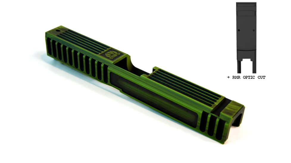 Gun Cuts Bulldog Slide for Glock 17, Optic Cut, Battleworn Zombie Green, GC-G17-BUL-ZGRBW-RMR