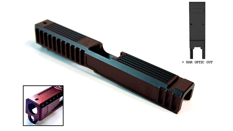 Gun Cuts Bulldog Slide for Glock 17, Optic Cut, Black Cherry Bomb, GC-G17-BUL-BCB-RMR