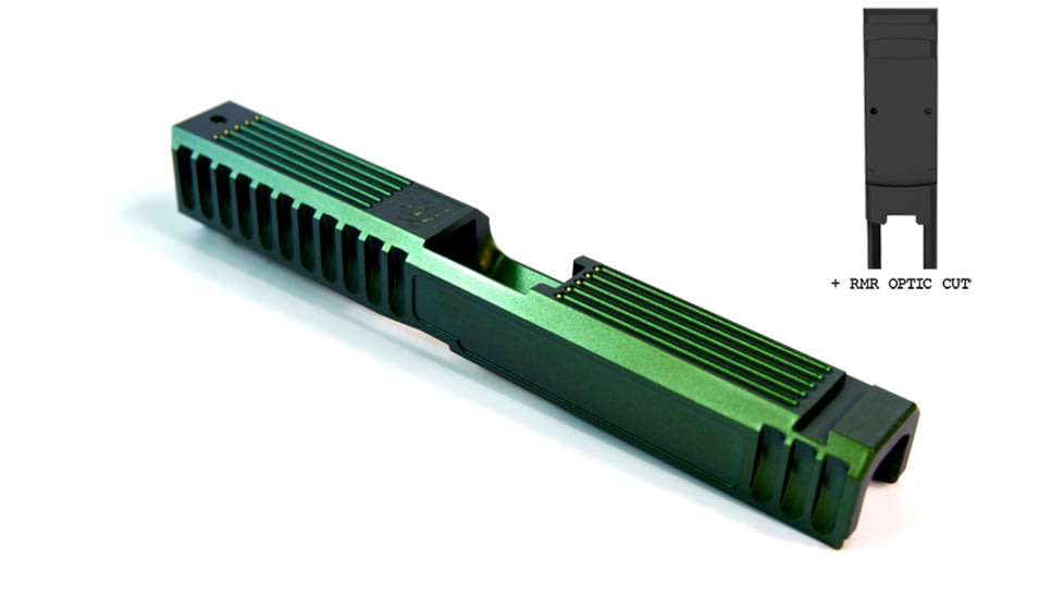 Gun Cuts Bulldog Slide for Glock 17, Optic Cut, Radioactive Green, GC-G17-BUL-RGR-RMR
