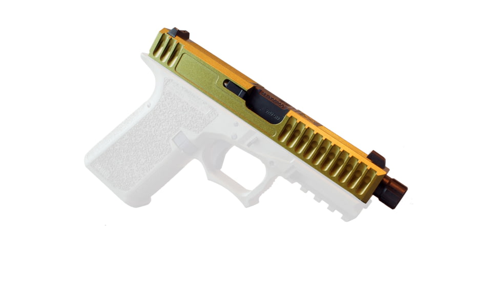 Gun Cuts Bulldog Slide for Glock 19 Gen 3, No Optic Cut, Leprechaun Gold, GC-G19-BUL-LGO-NO