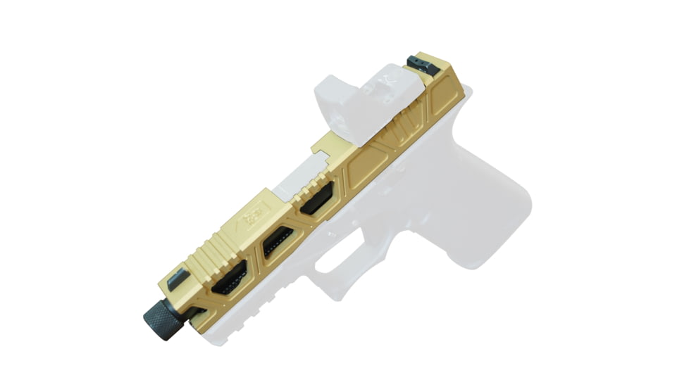 Gun Cuts Cyberpunk Slide for Glock 19 Gen 3, Optic Cut, Gold, GC-G19-CYB-GOL-RMR