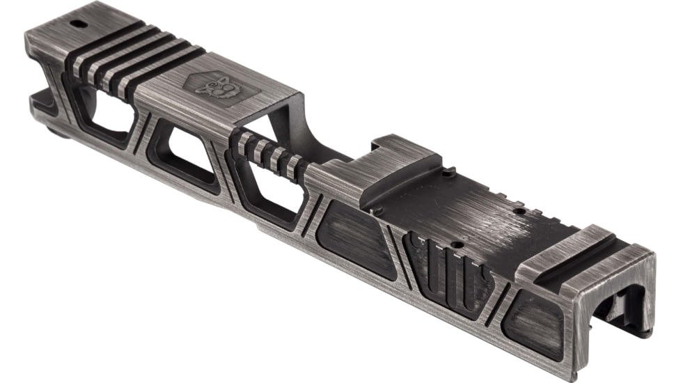 Gun Cuts Cyberpunk Slide for Glock 19, Optic Cut, Battleworn Silver, GC-G19-CYB-CSIBW-RMR